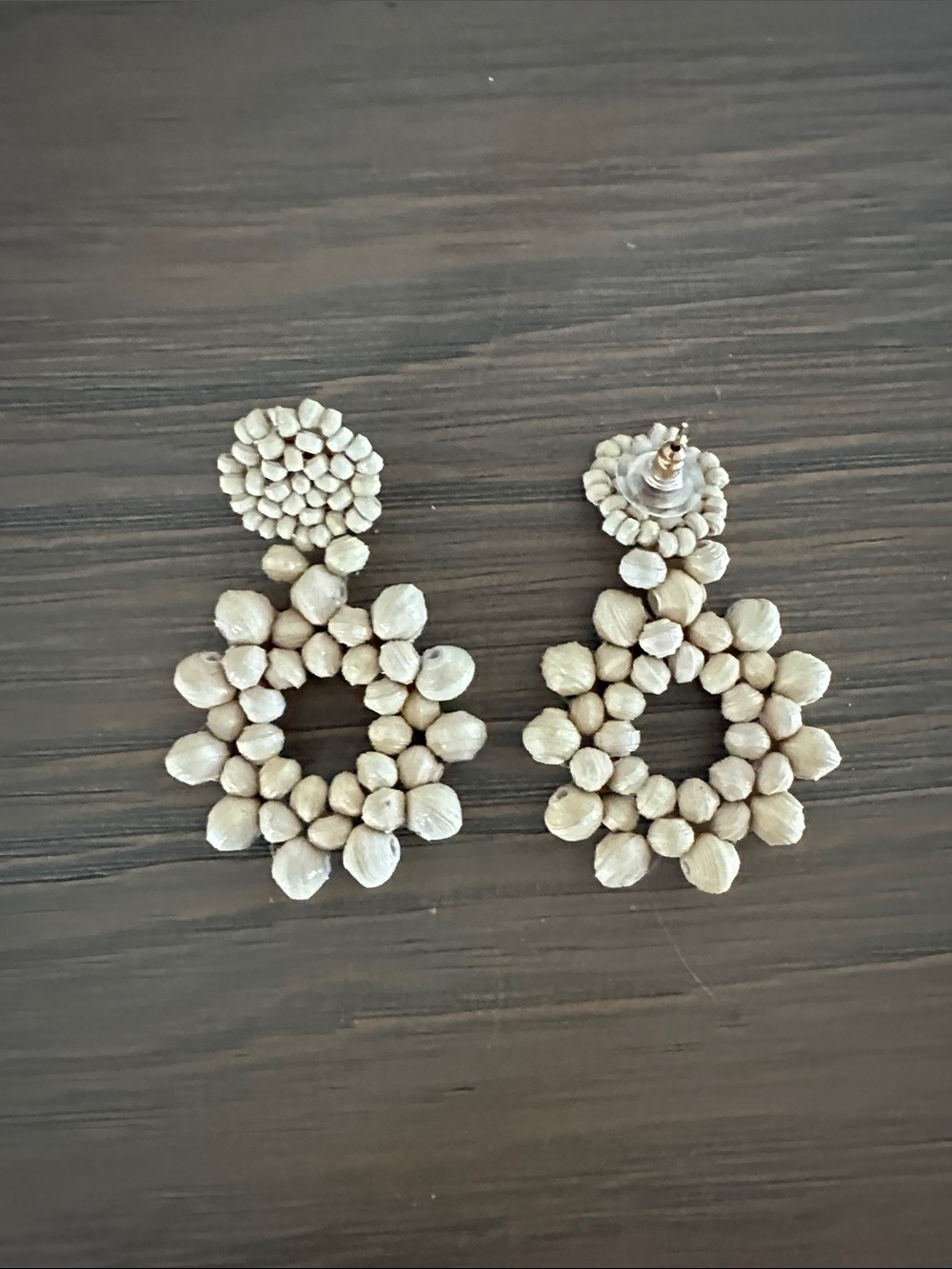 Noonday Collection Cream Floral Hoop Drop Earrings